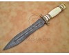 Personalized Handmade Damascus Steel Arts and Crafts Hunting and Survival Dagger Knife Bone Handle