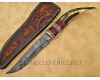 Personalized Handmade Damascus Steel Hunting and Survival Arts and Crafts Bowie Knife Ram Horn Handle