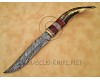 Personalized Handmade Damascus Steel Hunting and Survival Arts and Crafts Bowie Knife Ram Horn Handle