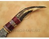 Personalized Handmade Damascus Steel Hunting and Survival Arts and Crafts Bowie Knife Ram Horn Handle