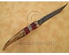 Personalized Handmade Damascus Steel Hunting and Survival Arts and Crafts Bowie Knife Ram Horn Handle