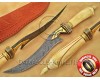 Personalized Handmade Damascus Steel Arts and Crafts Hunting and Survival Bowie Knife Bone Handle