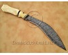 Personalized Handmade Damascus Steel Arts and Crafts Hunting and Survival Kukri Knife Bone Handle