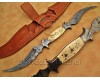 Personalized Handmade Damascus Steel Arts and Crafts Halide Hunting and Survival Knife Bone Handle