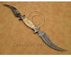 Personalized Handmade Damascus Steel Arts and Crafts Halide Hunting and Survival Knife Bone Handle