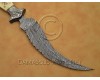 Personalized Handmade Damascus Steel Arts and Crafts Halide Hunting and Survival Knife Bone Handle