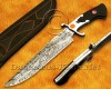 Personalized Handmade Damascus Steel Hunting and Survival Bowie Craft Knife Wolf Crafting Handle