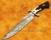 Personalized Handmade Damascus Steel Hunting and Survival Bowie Craft Knife Wolf Crafting Handle