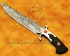 Personalized Handmade Damascus Steel Hunting and Survival Bowie Craft Knife Wolf Crafting Handle