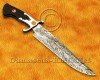 Personalized Handmade Damascus Steel Hunting and Survival Bowie Craft Knife Wolf Crafting Handle