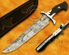 Personalized Handmade Damascus Steel Hunting and Survival Bowie Craft Knife Rhino Crafting Handle