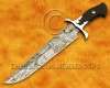 Personalized Handmade Damascus Steel Hunting and Survival Bowie Craft Knife Rhino Crafting Handle