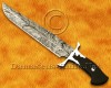 Personalized Handmade Damascus Steel Hunting and Survival Bowie Craft Knife Rhino Crafting Handle