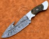 Personalized Handmade Damascus Steel Gut Hook Skinner Hunting and Survival Craft Knife