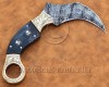 Personalized Handmade Damascus Steel Arts and Crafts Hunting and Survival Karambit Knife Bone Handle