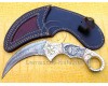 Personalized Scrimshaw Handmade Damascus Steel Arts and Crafts Hunting and Survival Karambit Knife