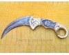 Personalized Scrimshaw Handmade Damascus Steel Arts and Crafts Hunting and Survival Karambit Knife