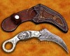 Personalized Scrimshaw Handmade Damascus Steel Arts and Crafts Hunting and Survival Karambit Knife